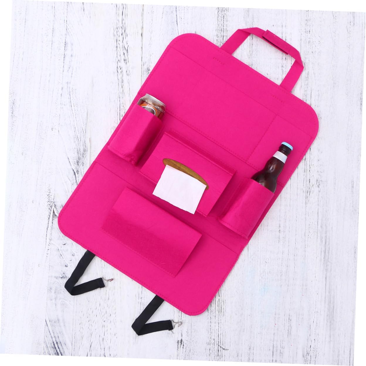 ULTECHNOVO Auto Storage Pouch Multi-pocket Backseat Car Organizer Rose Red Felt Storage Bag with Capacity Pockets Easy to Install Durable and Safe for All Vehicles
