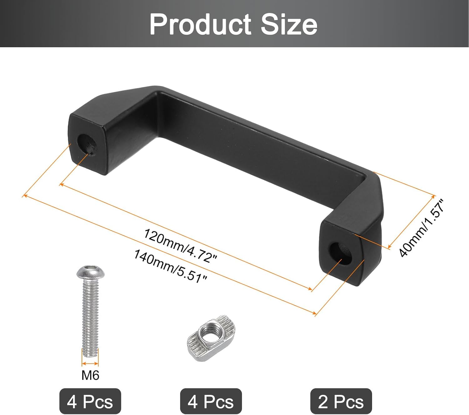 uxcell 2 Pack Rectangular Pull Handle, 120mm/4.7" Hole Center Aluminium Alloy Door Handle Modern Drawer Pull for Drawer Cabinets Gate Garages, Black