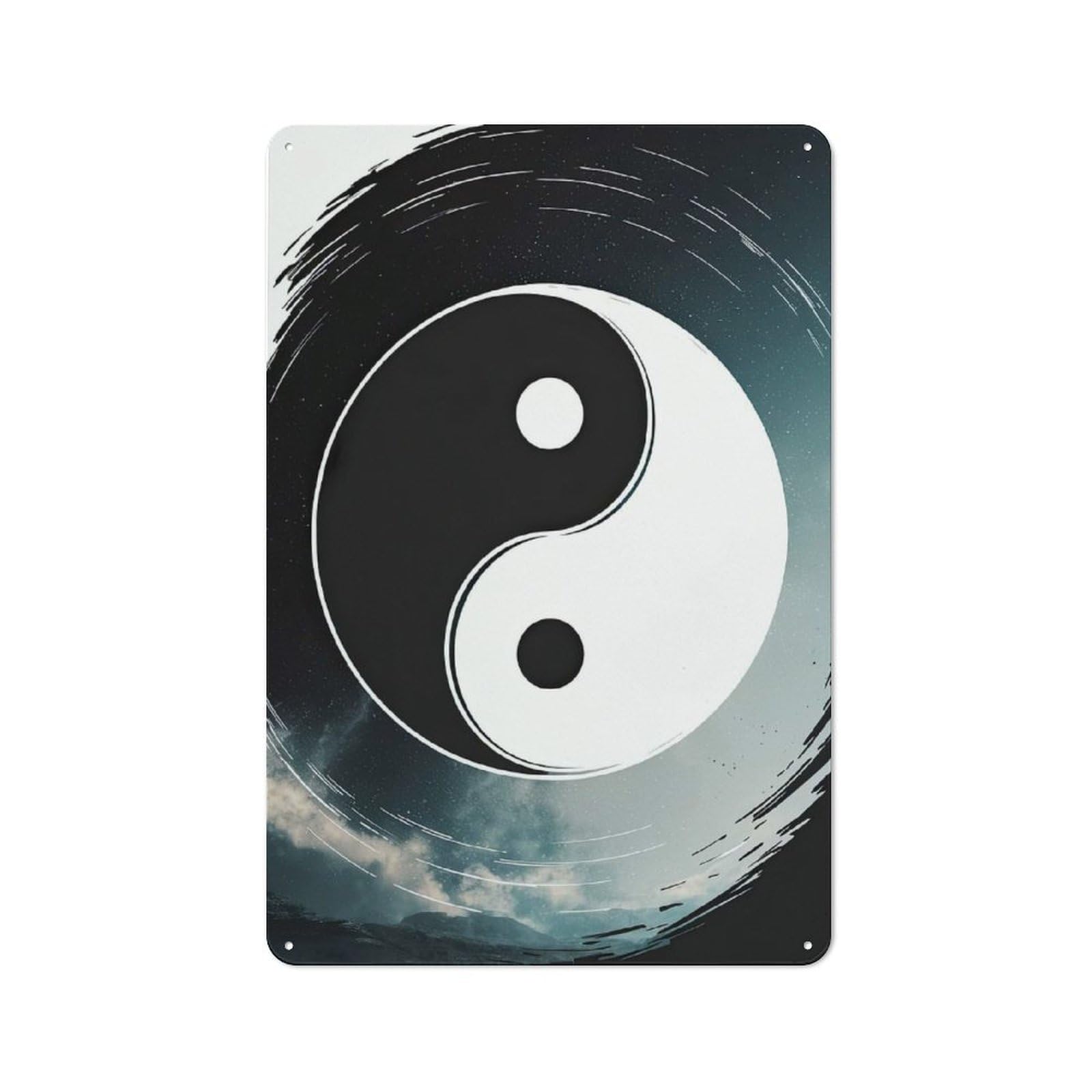 Modern Zen Yin Yang Symbol Metal Wall Sign 30x20cm, Rustic Classic Pub Decor for Cafe, Pub, Workshop Or Home Bar