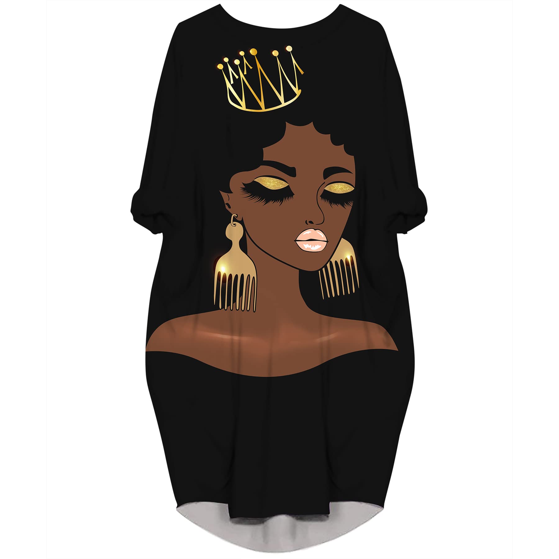 Fashion Women's African American Art Print Dress Casual Loose Dresses