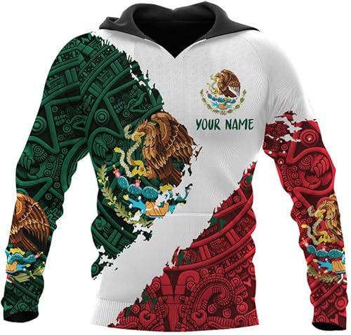 Sudadera con capucha personalizada de México, sudadera con capucha de águila mexicana, regalo para mexicano americano, bandera de México, sudadera