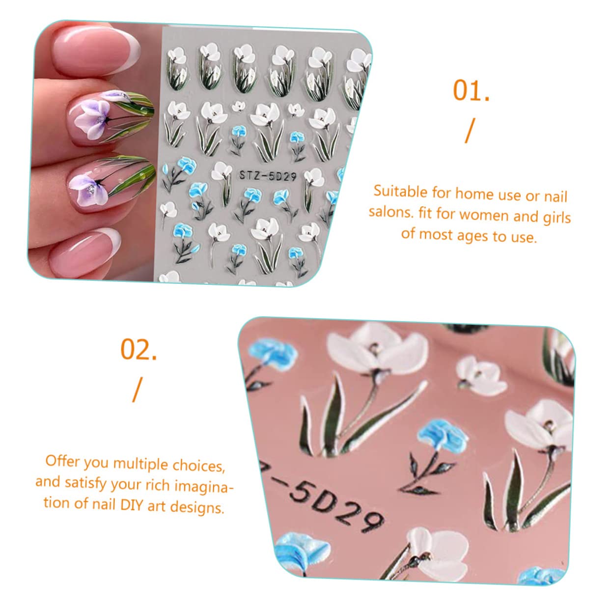 minkissy 30 Fogli Adesivi Floreali Per Unghie Di Arte Del Chiodo Nail Design Kit Diffusore Calcomanias Para Uñas Autoadesivo Di Arte Del Chiodo Decalcomania Del Chiodo Adesivi Fiore