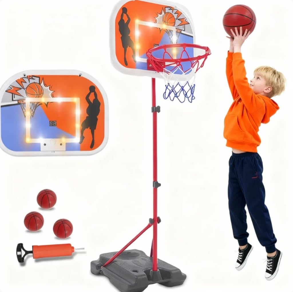 HOMCENT Canestro da Basket per Bambini, Canestro basket portatile, regolabile in altezza 80-180 cm, canestro da basket con tabellone, interno esterno canestro basket