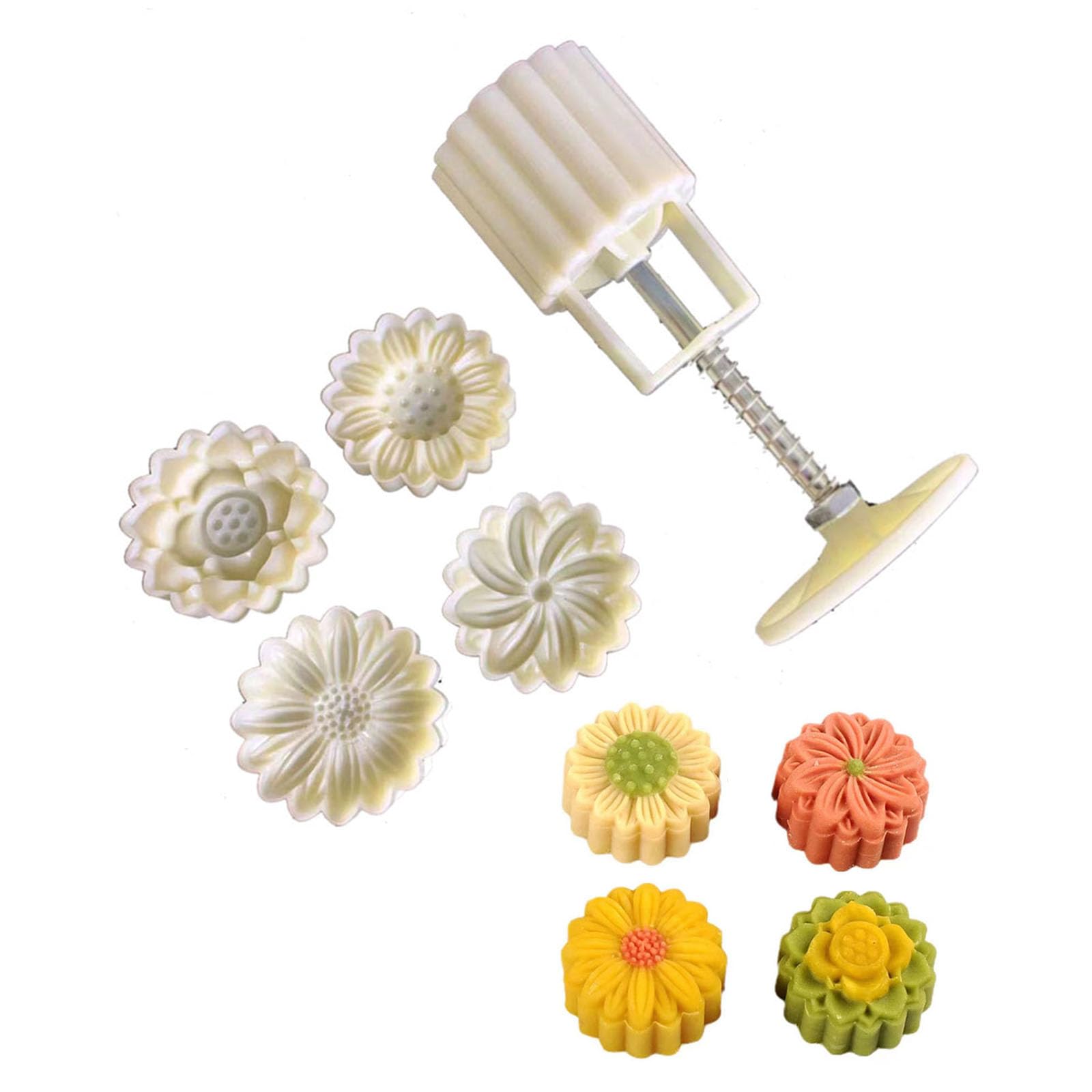 LOXGO Cookie Stamps Flower Pattern Mooncakes Molds Hand-Pressure Mooncakes Maker Making Bakings Tool For MidAutumn Festival Mooncakes Maker