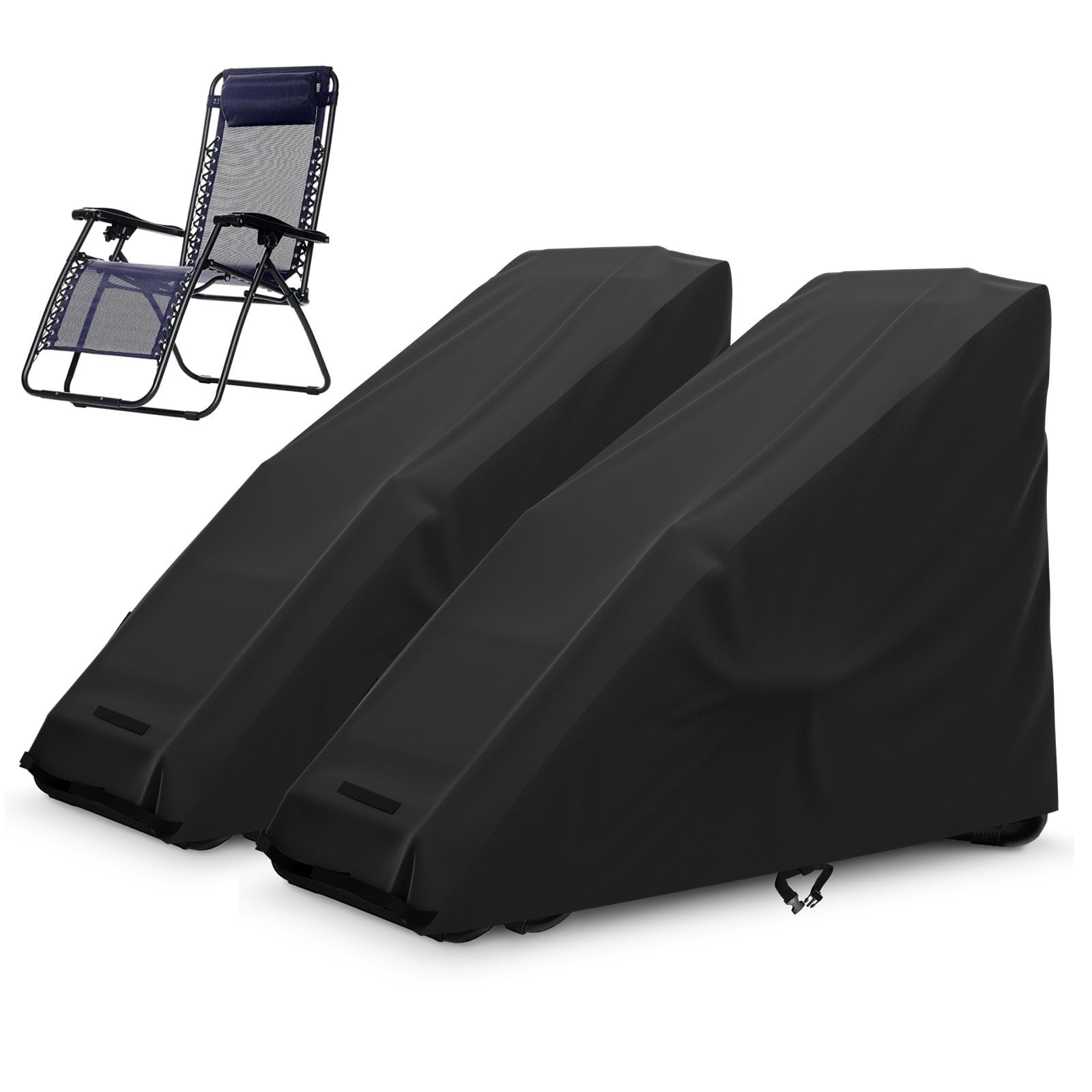 STARTWO Zero Gravity Chair Cover Outdoor Waterproof Folding Lounge Armchair Cover for Zero Gravity Chair with Storage Bag Black,2 Pack