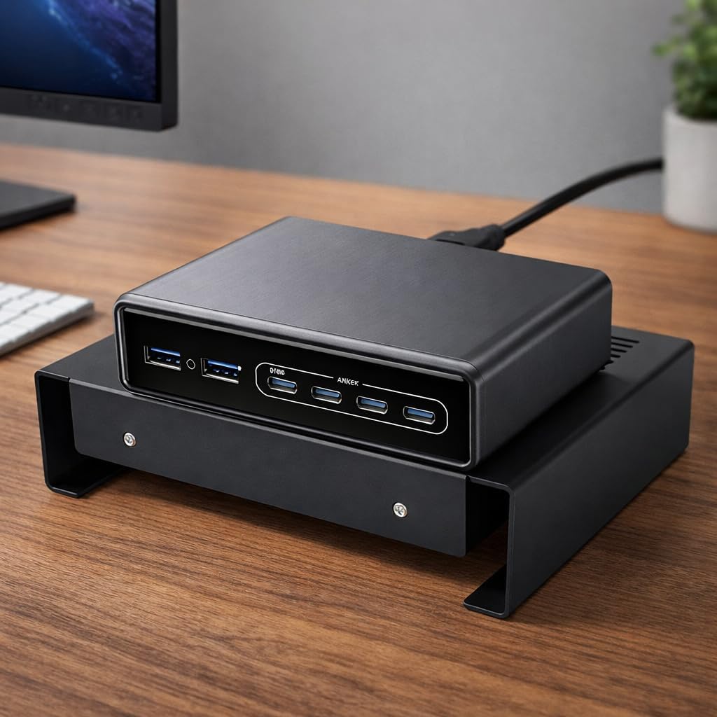 Aluminum Mini PC Cooler Stand with 120mm Fan, Desktop Cooling Base for Mac mini, Router, Modem, Network Switch & TV Box - Heavy Duty Thermal Stand, USB Powered, Black