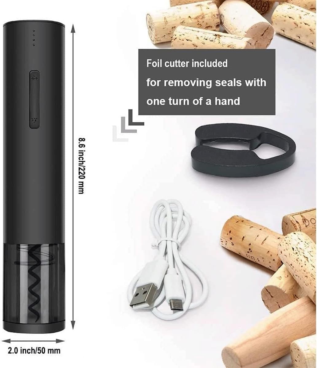 Apribottiglie Elettrico, Cavatappi Automatico Ricaricabile(Black)