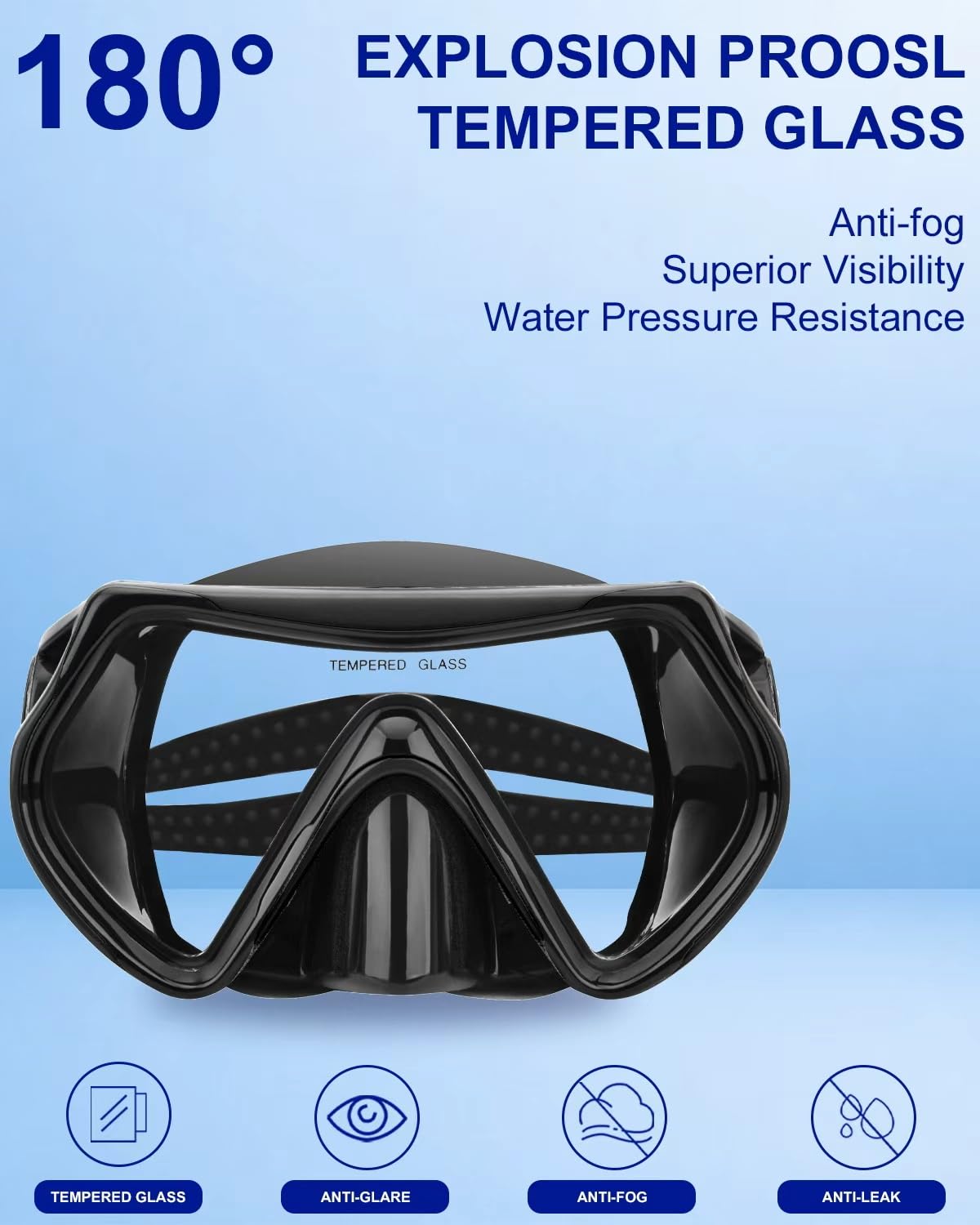 Maschera da snorkeling per adulti e giovani, maschera da immersione e occhialini da nuoto completamente asciutti, adatta per snorkeling, immersioni subacquee, nuoto (blu e bianco-nero)