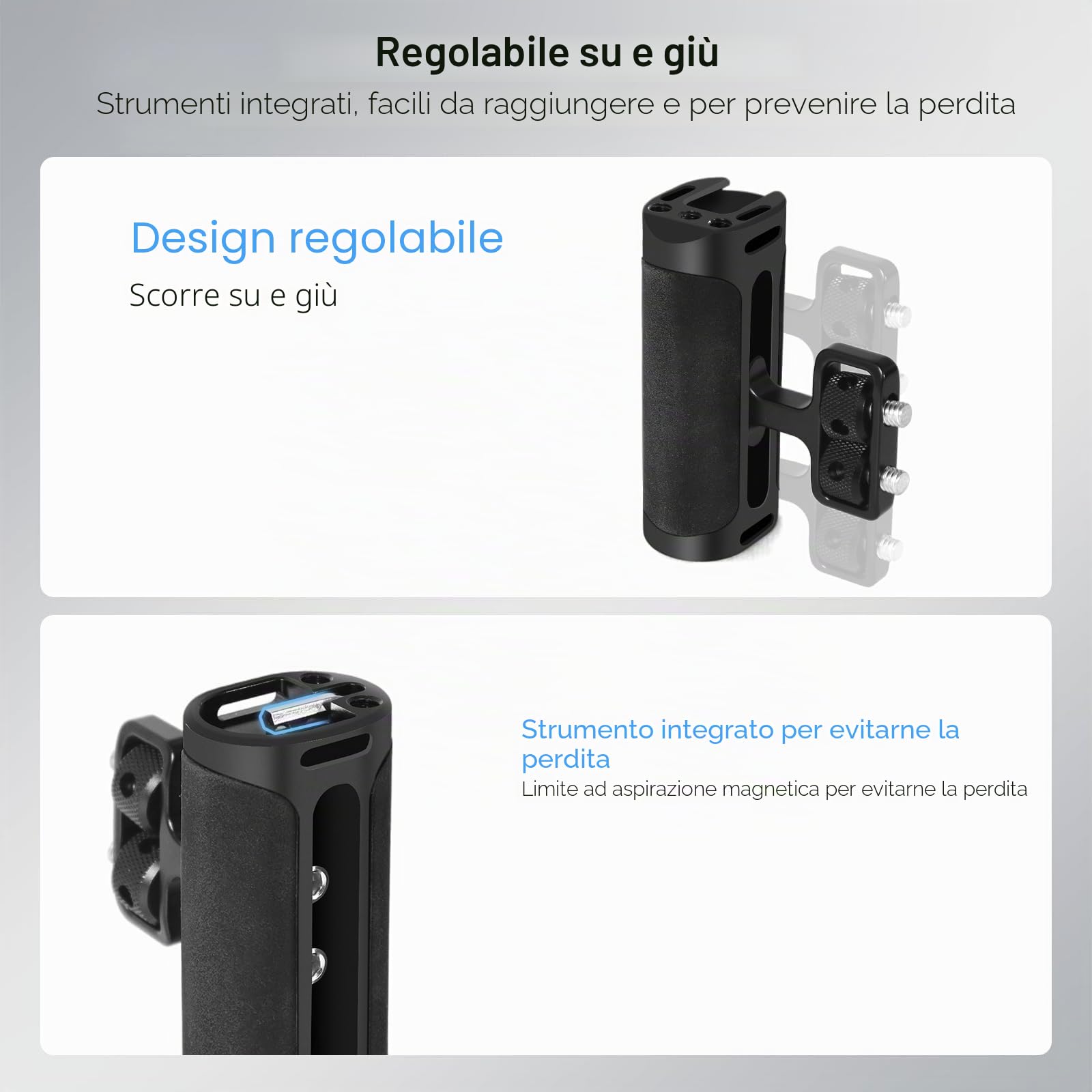 Maniglia sinistra destra regolabile maniglia maniglia maniglia laterale Mini con interfaccia scarpa Fredda e supporto a vite 1/4 "-20 per Gabbia fotocamera digitale