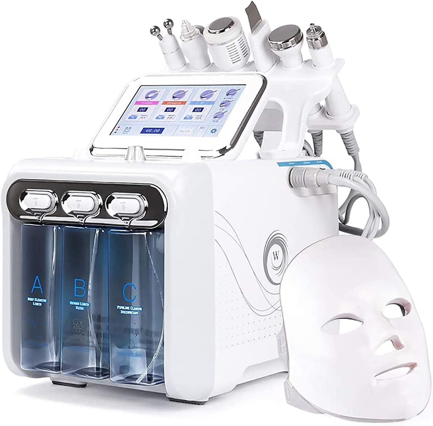 Macchina di Bellezza dell'Idrogeno Ossigeno Dispositivo Professionale 7-in-1 per la Cura della Pelle del Viso con Masca, Sollievo Acne & Luminoso, Casa Spa Cura Del Viso Casa & Salone di Bellezza