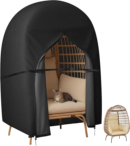 Funda para silla de huevo colgante, fundas para silla de huevo doble, impermeable, 420D, Oxford con cremallera, funda de cordón para porche al aire