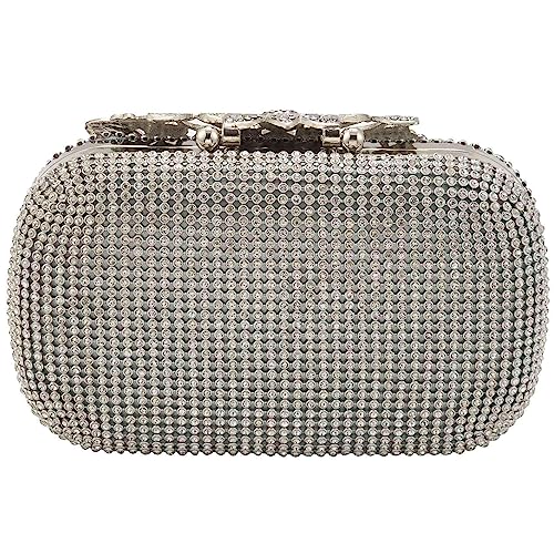 Pochette de la fête nuptiale en cristal brillant et fermoir argenté chic
