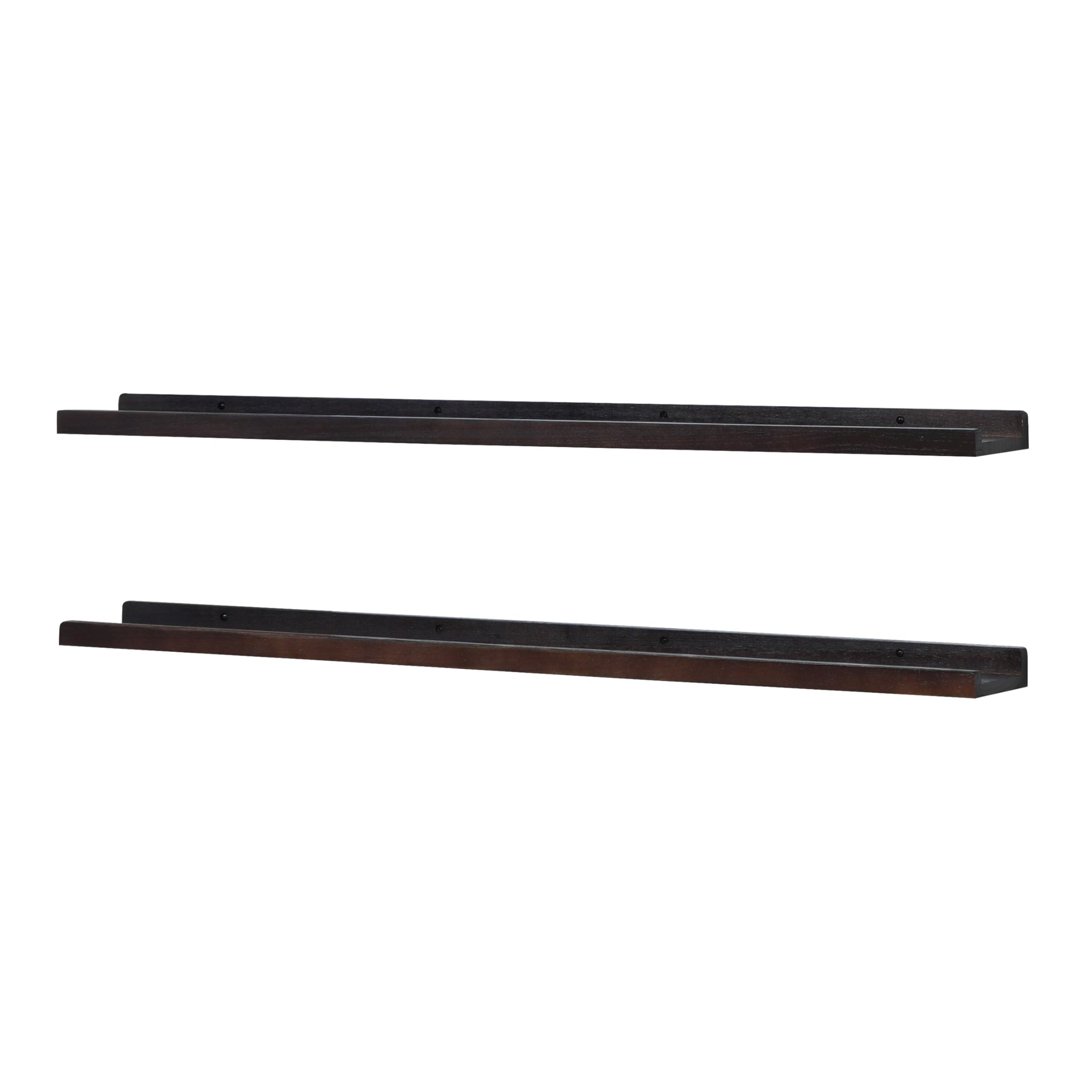 PHOENANCEE Solid Wood, 120cm Wall Picture Shelves Ledge, Rustic Wood Floating Shelf, Decorative Display Photo Racks For Living Room, Kitchen, Bedroom, Kitchen, Books, Set of 2, Walnut — image 1