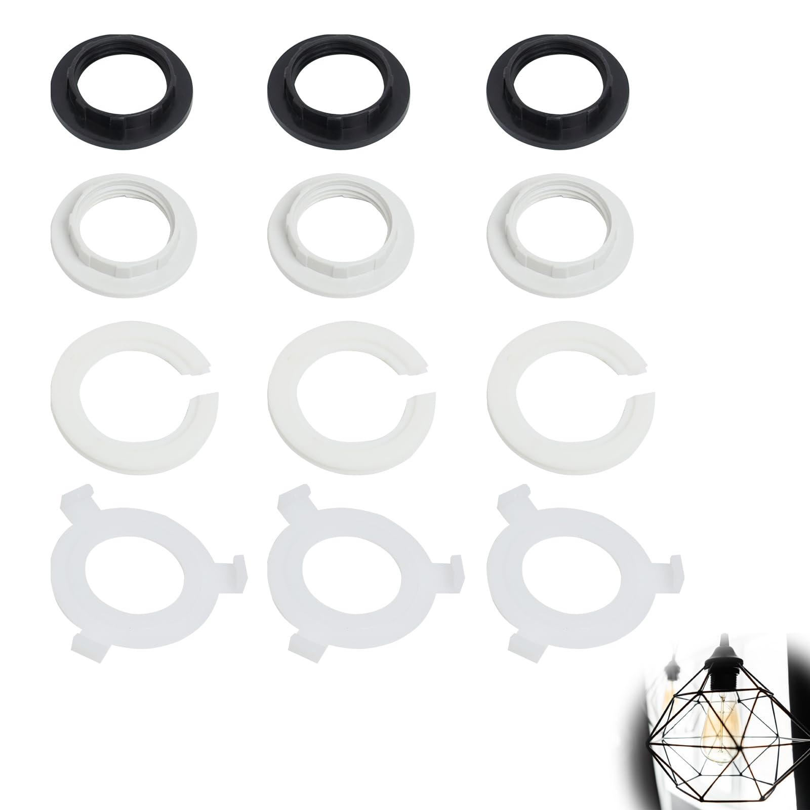 PATIKIL Anello Adattatore Porta Lampada E27 a E14, 8pz Sostituzione Portalampada Adattatore Anello Convertitore Riduttore Montaggio Lampadari, Bianco