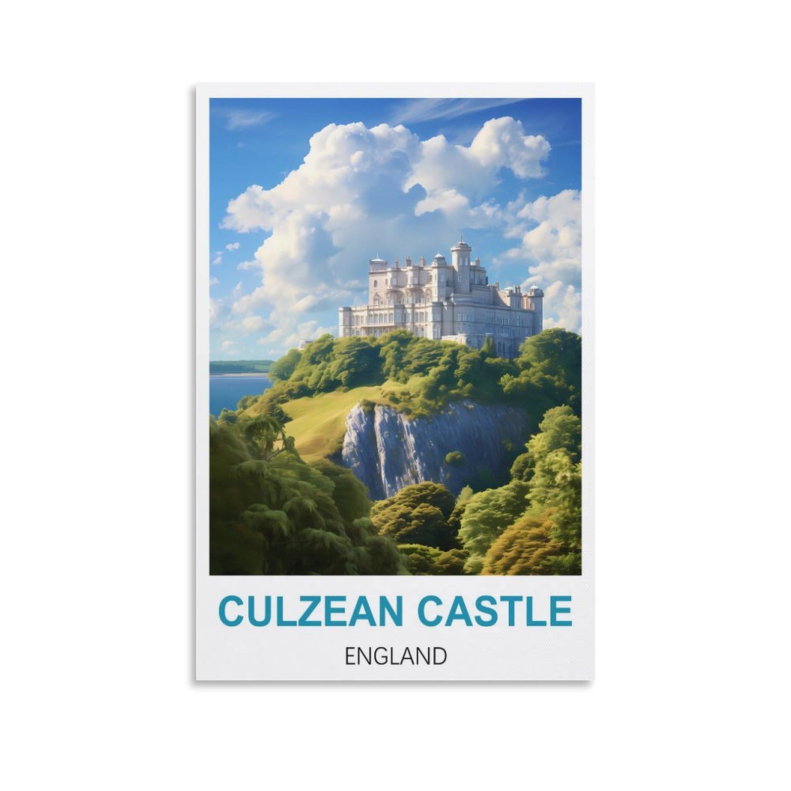 EZMLFA 5D Diamond Art Kits for Beginner,Culzean Castle Englands,Diamond Picture Art for Beginner, DIY Gem Cross Stitch Creative Gift Home Wall Decor 30x40cm