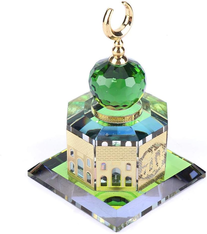 Oumefar Muslim Crystal Gilded Al-Aqsa Mosque Miniature Model Islamic Building Gift Showpiece Islamic Architecture Handicraft Souvenir Home Decoration for Living Room Office Bedroom Shops Cabinet