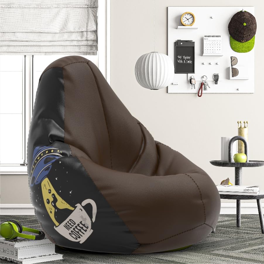 Bean Bag Chair Cover | Size: 4XL | Color: Need Coffee-Brown | Without Beans | Premium Leatherette Cover (CMF 8201)-image-25