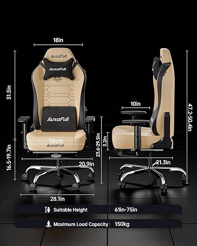 Miniatura 3 de AutoFull C3 - Silla de juegos estilo carreras con soporte lumbar ergonómico, respaldo alto ajustable, silla de policarbonato de piel sintética con