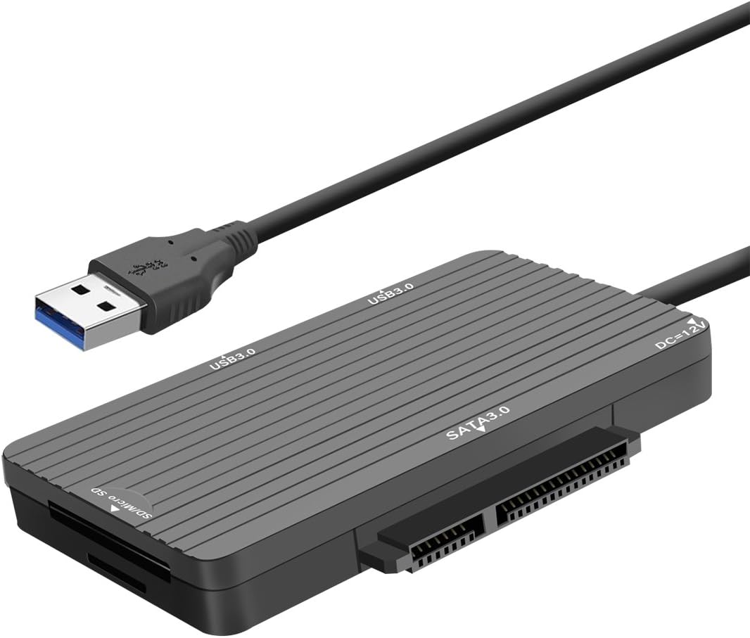 ELEGIANT USB 3.0 Type-C 2 Port Hub Card Reader SATA III Combo Adapter SD Micro SD SDXC SDHC SATA3.0 UHS-I for Mac Windows Chrome Read 2 Cards Simultaneou USB