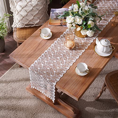 Artable Lace Table Runner Macrame Vintage Flower Dresser Scarf With Exquisite Embroidery Table Runners For Kitchen Home Wedding Party Dining Decoration (12 X 48 Inch, Offwhite-1) #TOP3