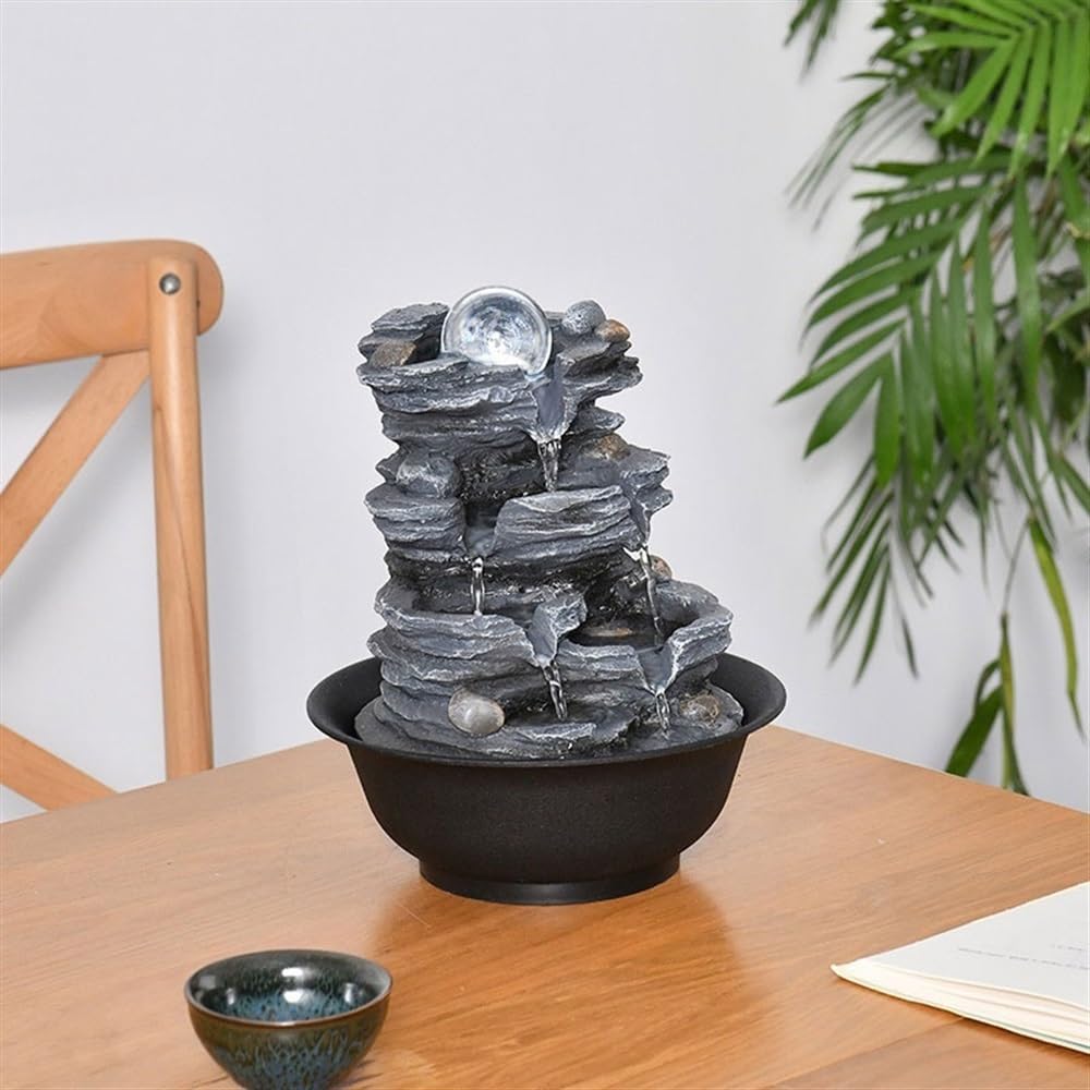 Fontana da Tavolo Piccola Fontana da Tavolo con Fontana a Forma di Roccia, Ornamenti for Acqua Corrente, Fontana a Sfera Feng Shui, Fontana con circolazione dell'Acqua Fontana Interna