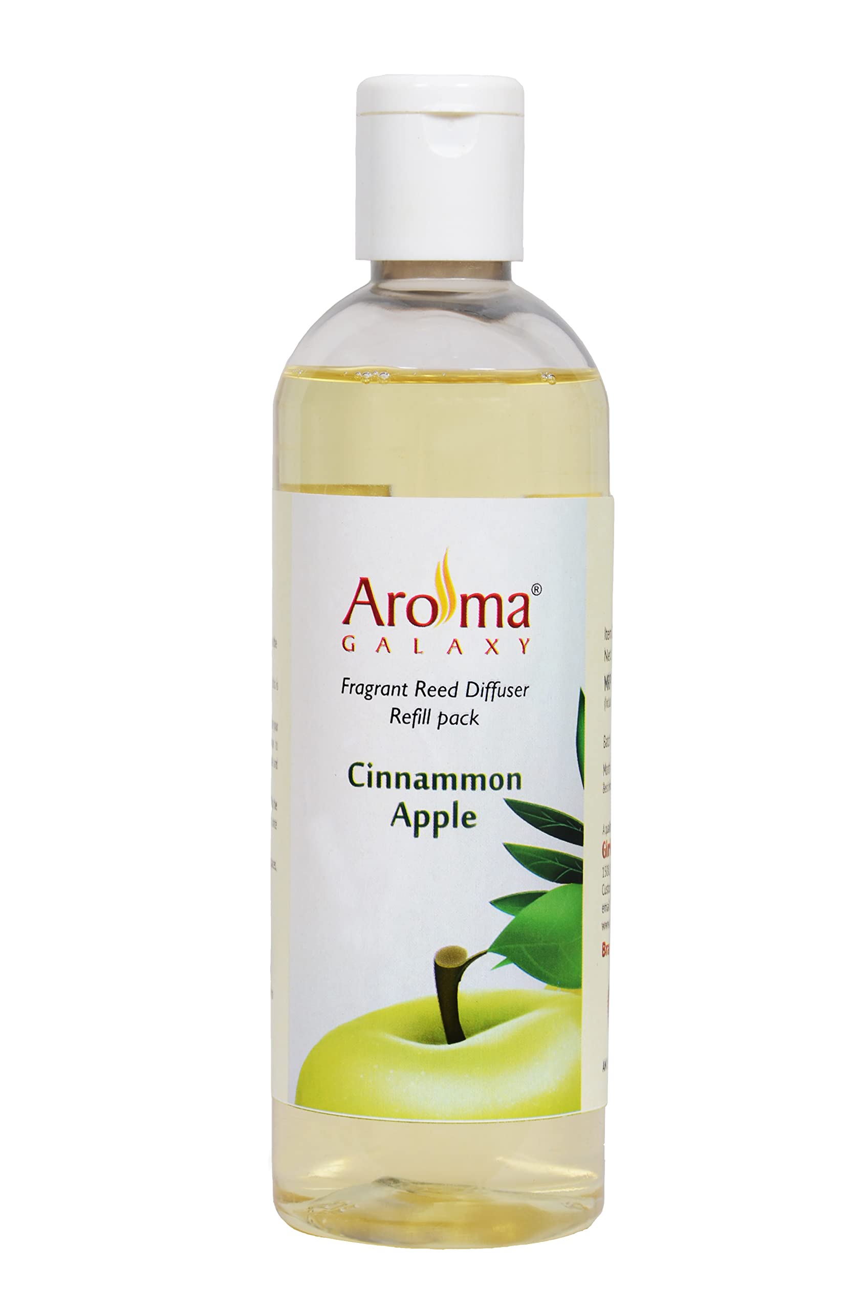 Aroma Galaxy Natural and Undiluted Cinnamon Apple Aroma Reed Diffuser Oil, 200ml | Strong & Long-Lasting Fragrance Oil for Home, Office & Spa | Best for Humidifier & Diffuser Fragrance Oil