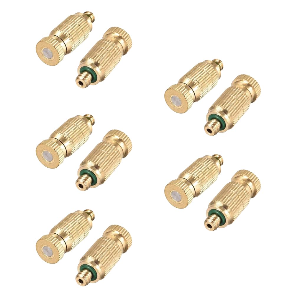 10Pcs Brass Misting Nozzles, 0.2mm High Pressure Spray Misting Nozzle, Anti-Drip Fogging Spray Head Misting System Nozzle