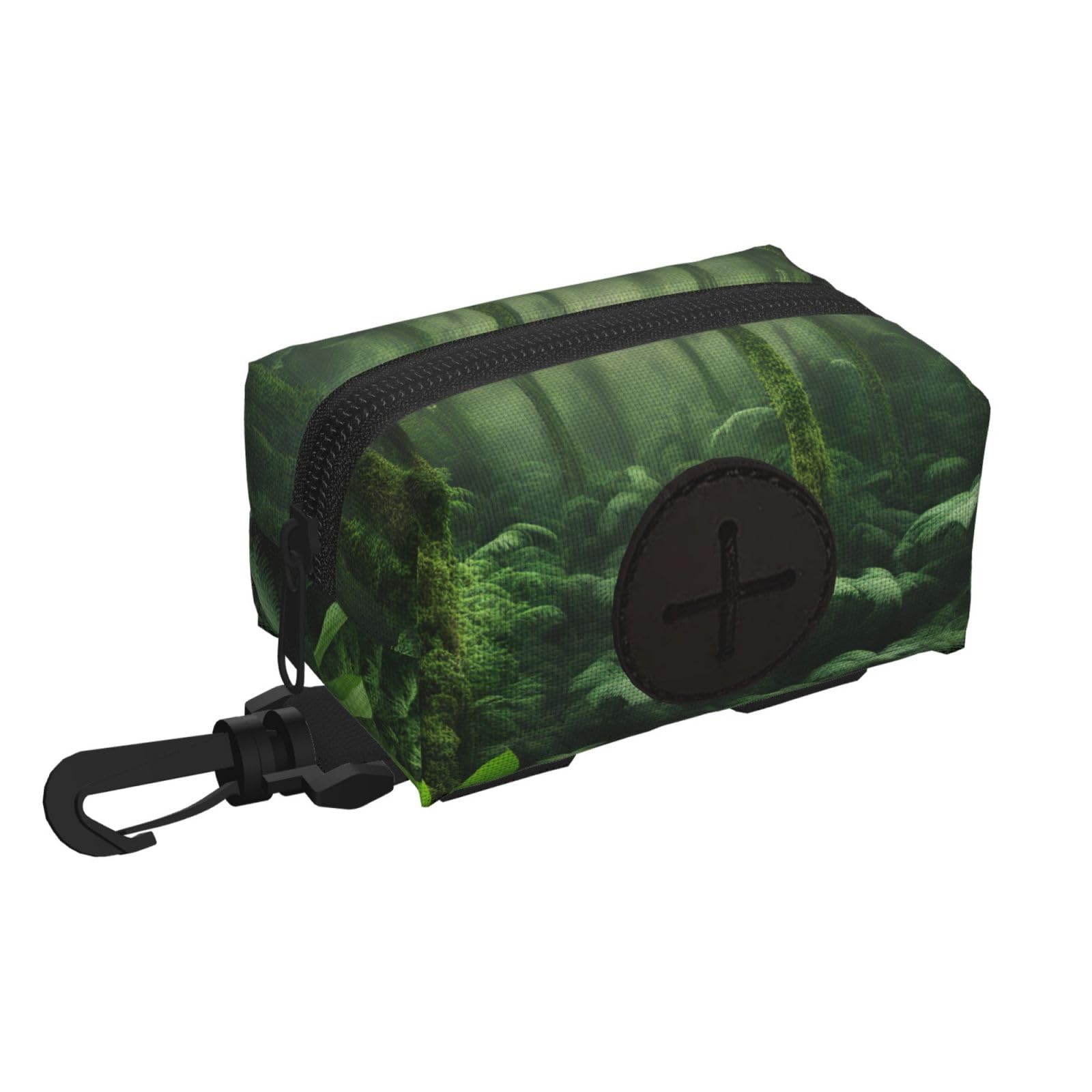 Pphgut Black Tropical Rainforest Print Waterproof Pet Waste Treat Bag Outdoor Walking Hiking Pouch Camping Accessory