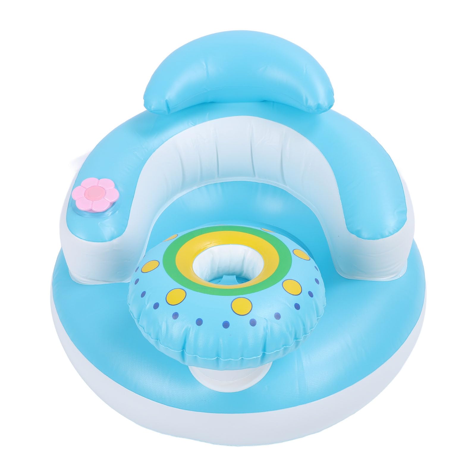 Aufblasbarer Babystuhl mit Sicherer Rückenstütze Zum Baden, Spielen, Füttern – Tragbares Baby für Neugeborene und Kleinkinder – PVC-Material Blau