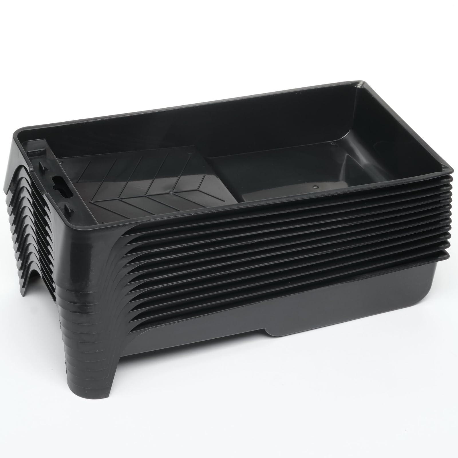 12-Pack 4 Inch Disposable Paint Tray Pans – Black Plastic, With Textured Roller Area, For Small Rollers