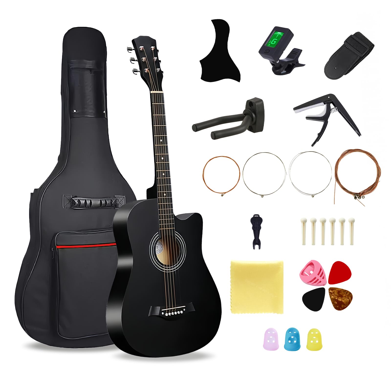 0604-312 ギター Amazon.com: 38'' Wood Acoustic Guitar for Adults, 6 Steel-String