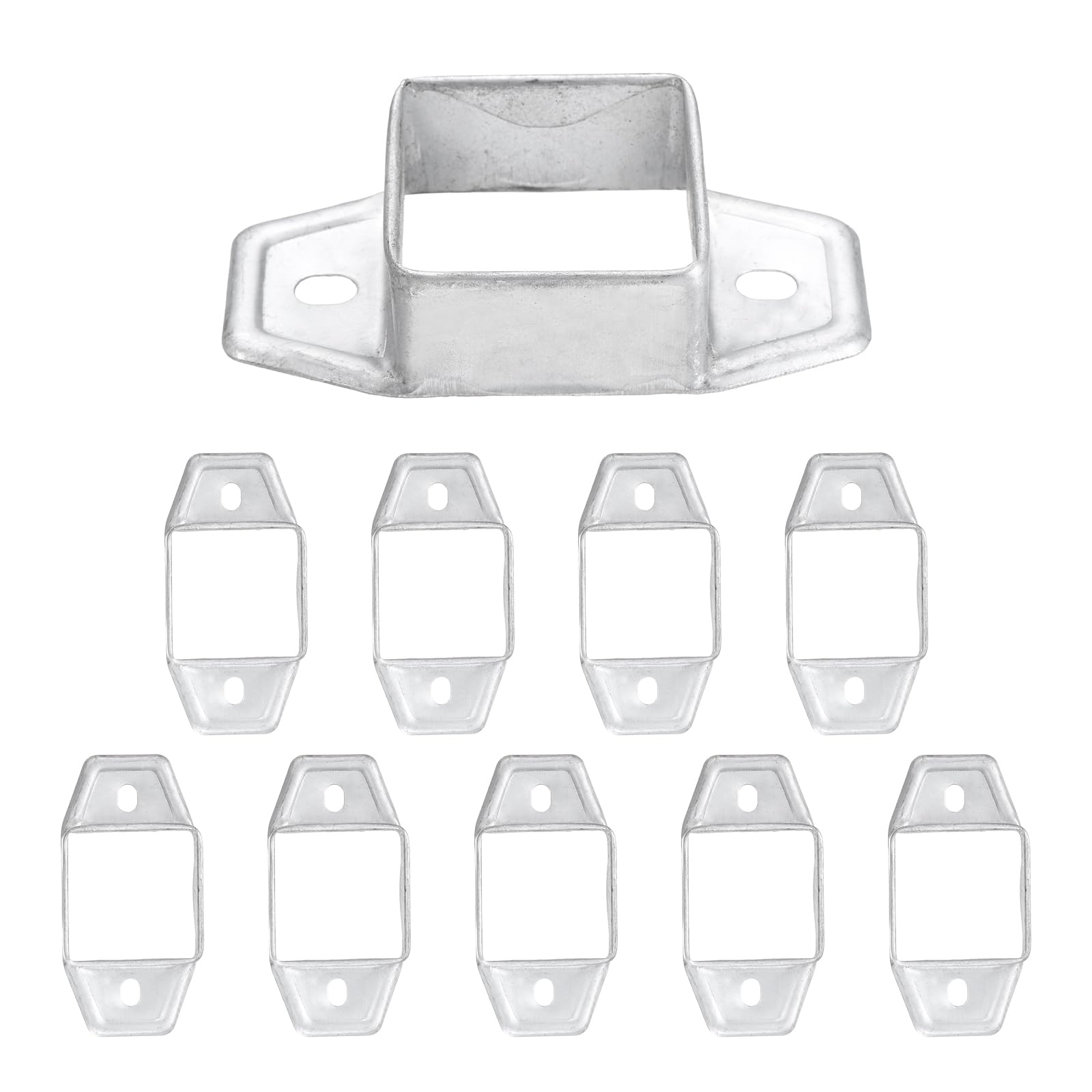sourcing map 10 Pack Square Post Flange Base, Fits 1.8x1.8 Square Tube Galvanized Steel Wall Mount Rail End Bracket Square Base Connector for Deck Fence Railing Handrail Mounting