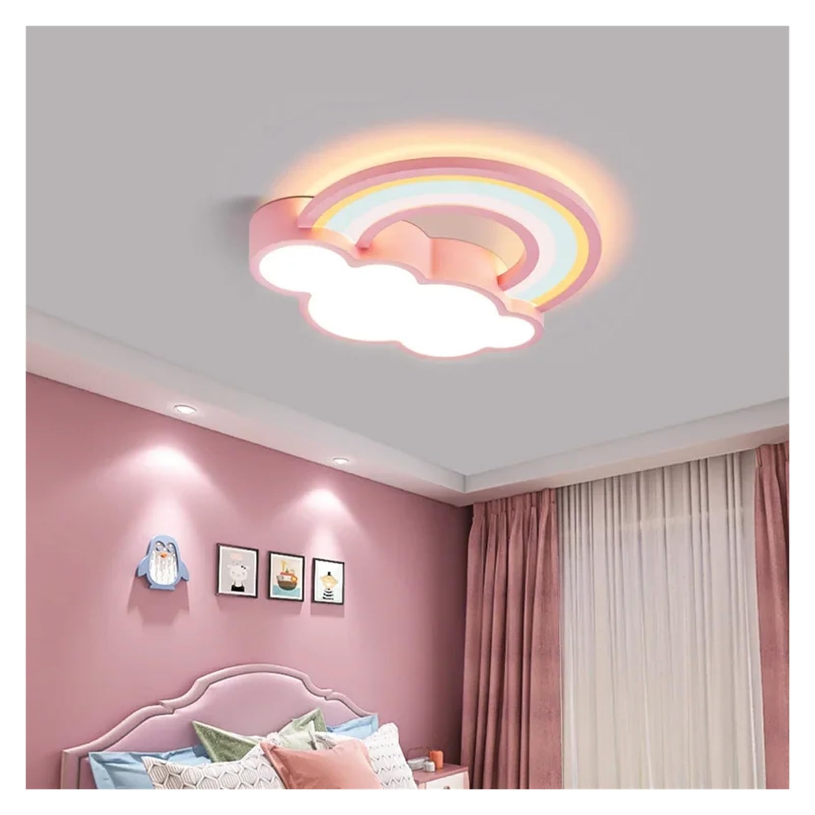 Dimmable 's Room Cartoon Ceiling Light Rainbow Lamp Prince Princess Bedroom Boy Girl Luxury Furniture Lighting