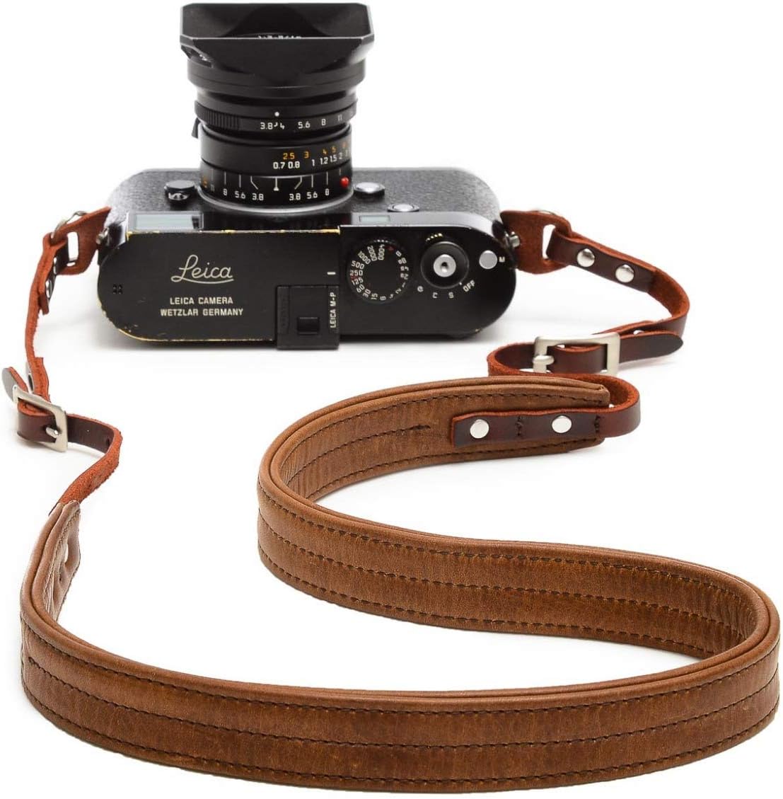 Ona The Oslo Padded Leather Camera Strap for Mirrorless and Film Cameras, Antique Cognac Brown