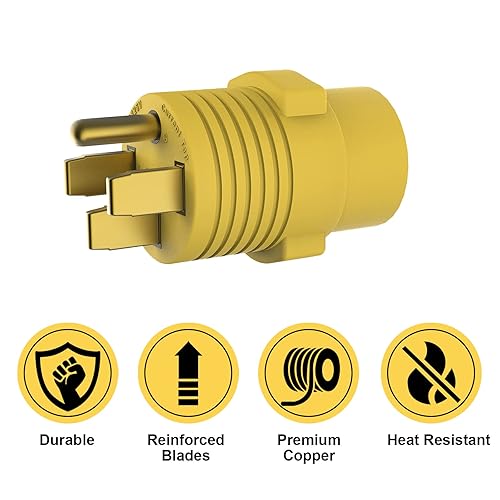 Miniatura 5 de Adaptador de enchufe RV PVC 50 Amp macho (14-50P) a 30 Amp hembra (TT-30R) NEMA 14-50P a NEMA TT-30R