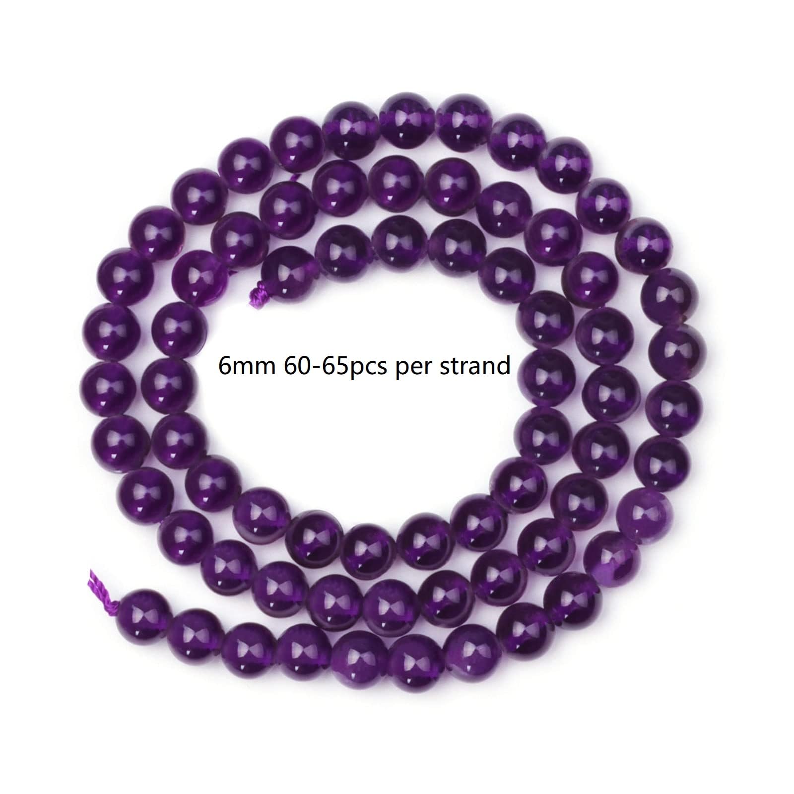 6mm Round Amethyst Deep PurpleGemstone Beads - Image 3