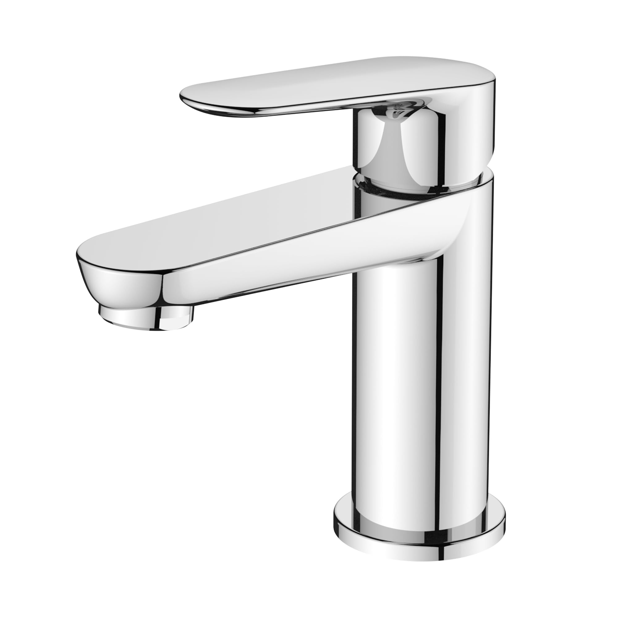 BELZ Basin Mixer Tap, Solid Brass Bathroom Sink Tap with Drip-Free Ceramic Cartridge and G1/2" Hoses, Single Lever Hot & Cold Mixer, Chrome – Size: Height 138mm