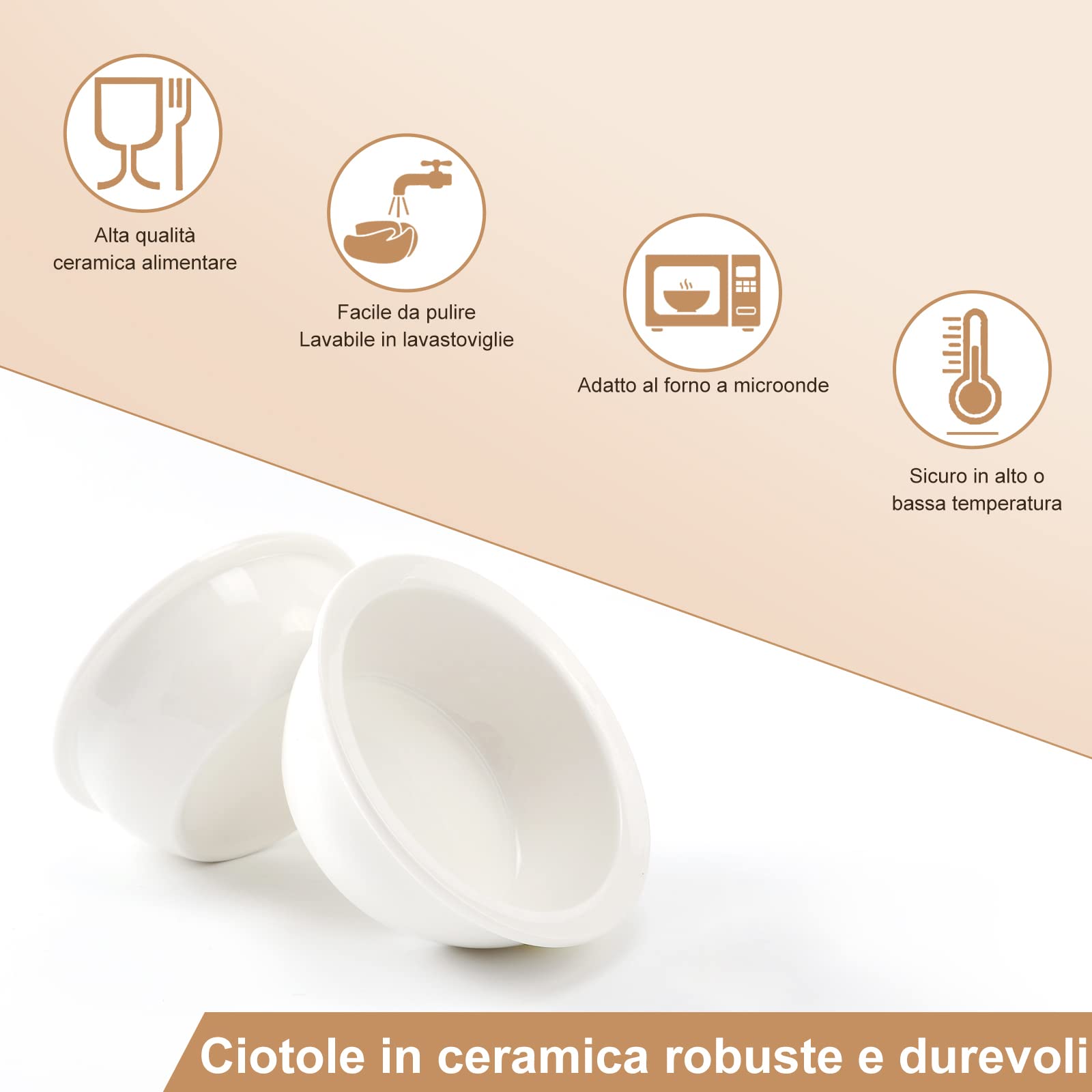 GUUSII HOME 3 ciotole di ricambio in ceramica per bambù Foodbar (12cm)
