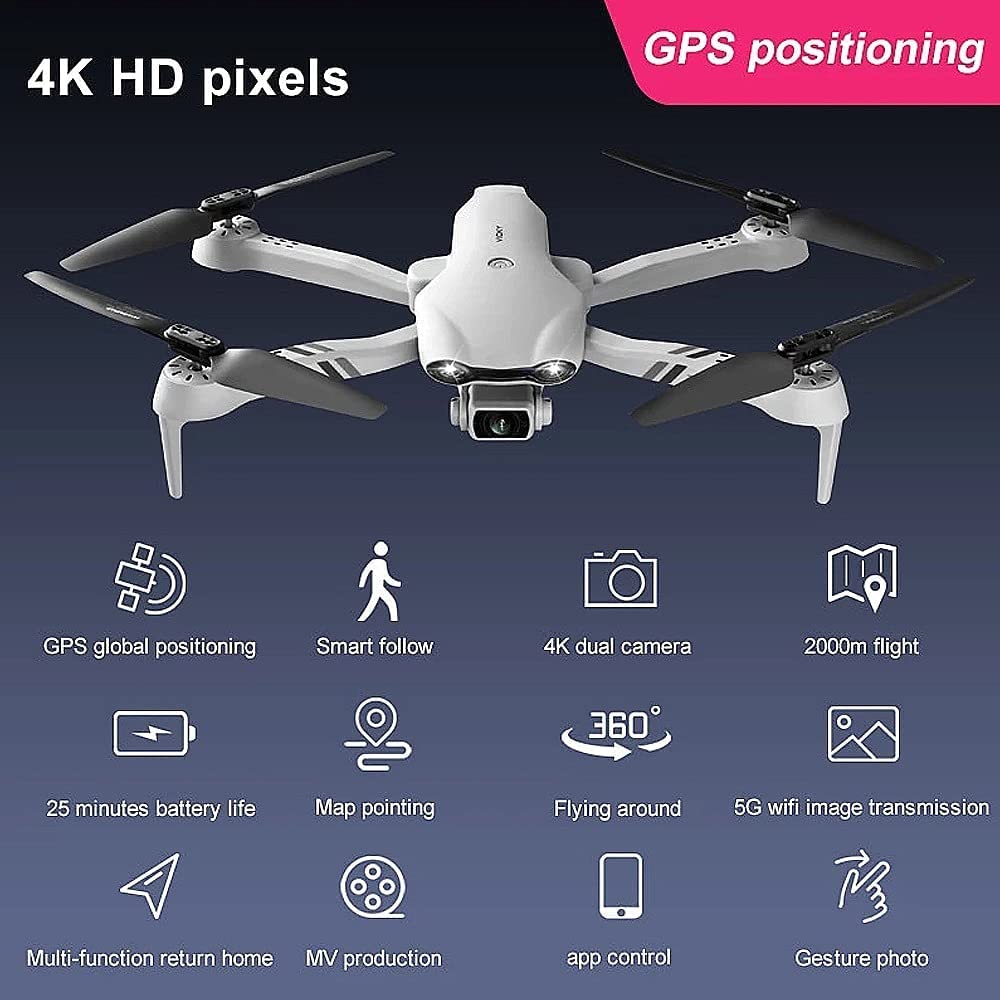 Droni con Fotocamera per Adulti 6K, GPS FPV Quadcopter 5G Pieghevole per Principianti con Ripresa Surround A 360°, Ritorno Automatico A Casa, Follow Me, 25 Minuti di Riproduzione/1 Batteria