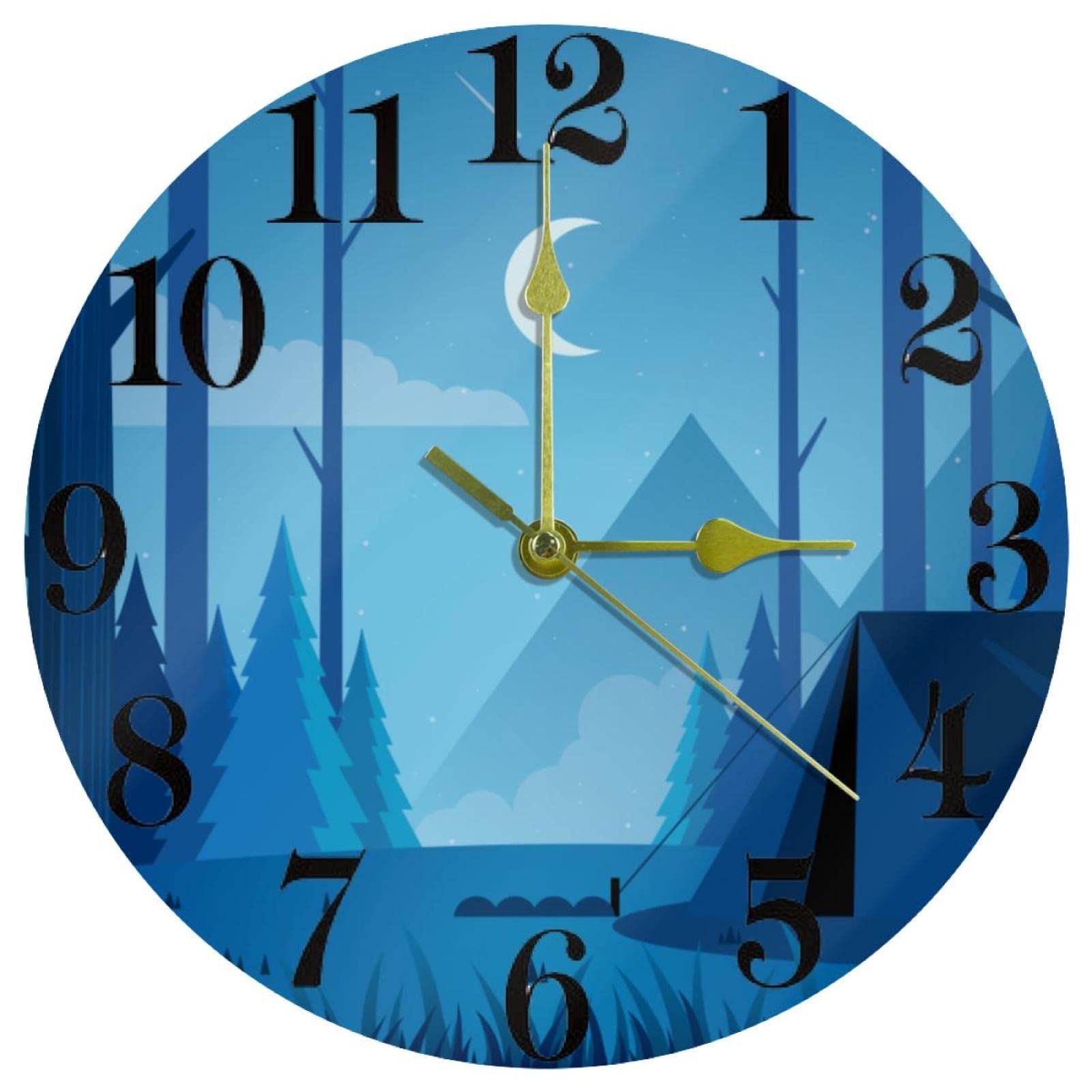 Horloge murale bleue de nuit ronde 25 cm silencieuse à piles