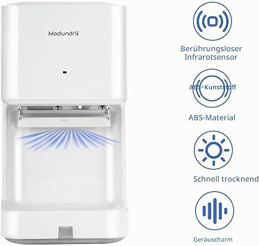Automatic Electric Hand Dryer High Speed with Drain Tray for Commercial and Home Use (White)