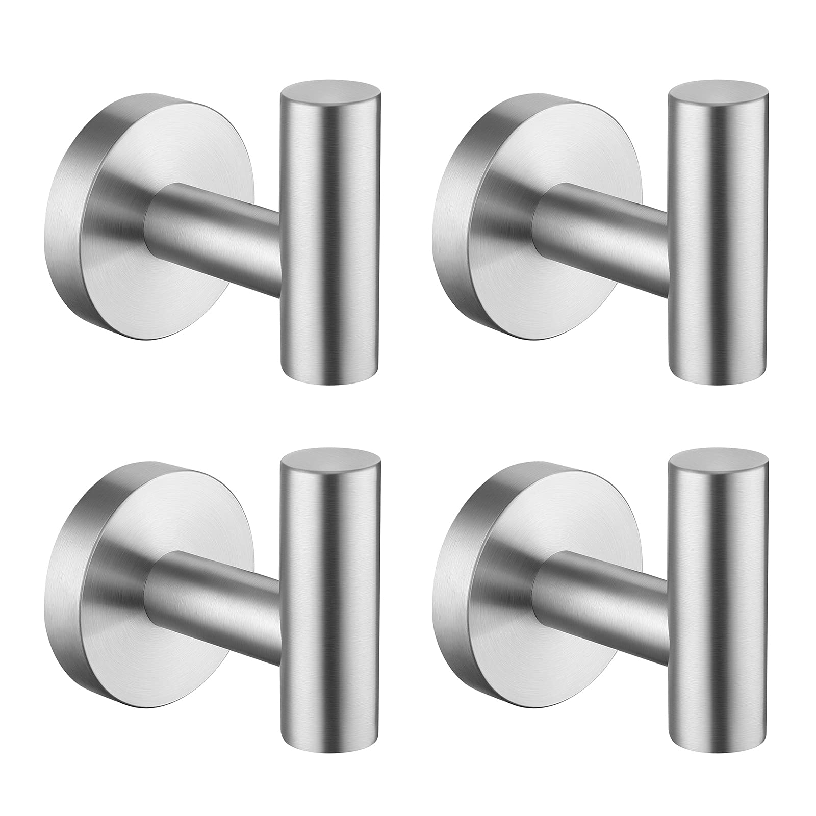 KES Ganchos para Pared Perchas Toalla Acero Inoxidable, Colgador Toalla para Baño y Cocina Cepillado 4 Pieza, A2164DG-2-P4