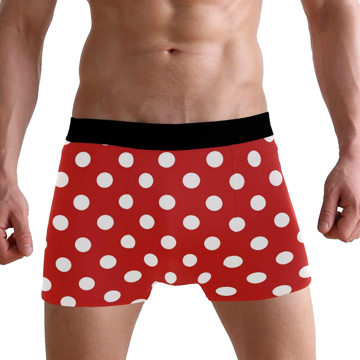 Puxuqu Men's Multicoloured Boxers Shorts Polka Dot Red Pattern Boxer Briefs Underwear For Boy