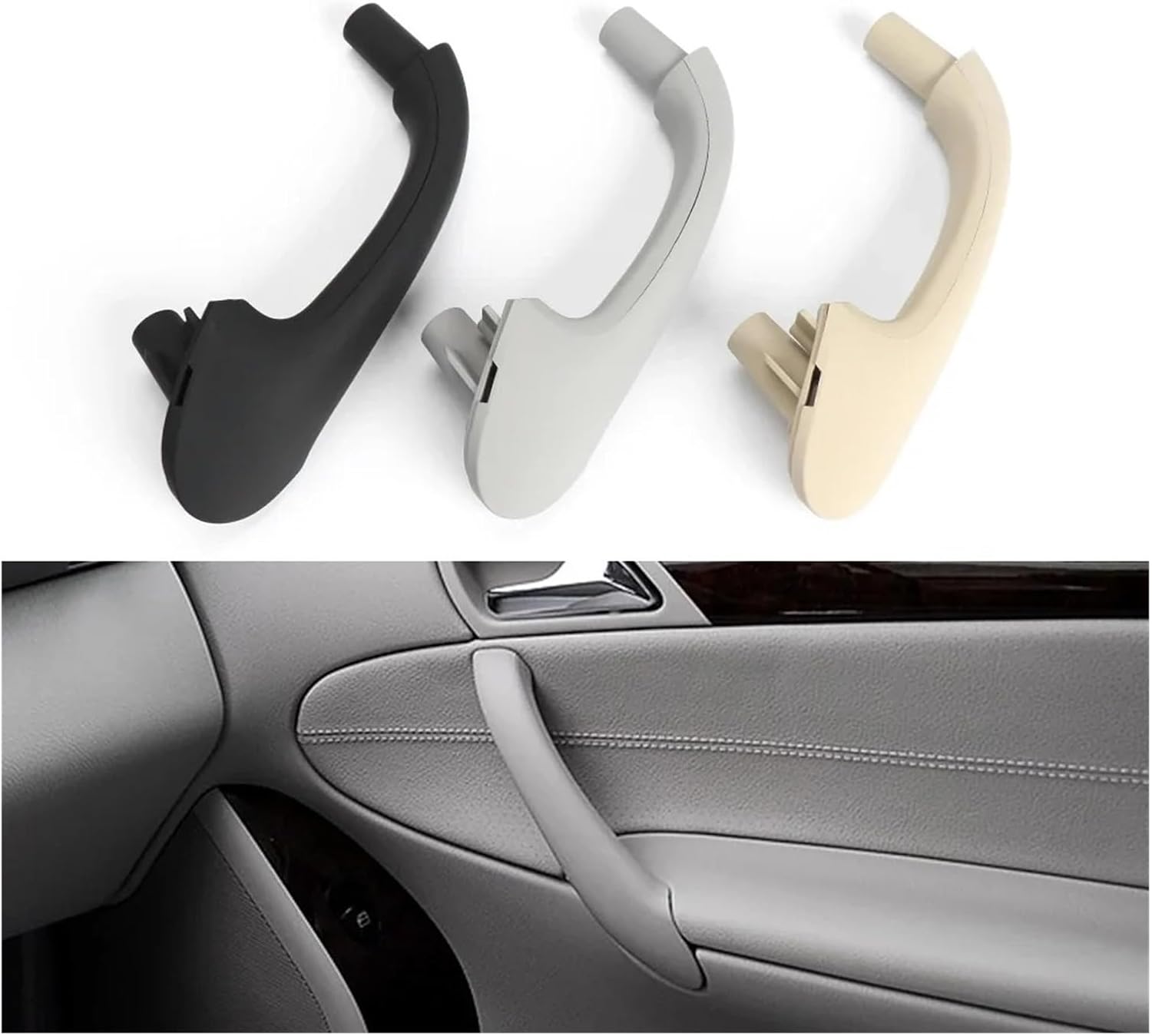 Grab Handles Door Pull Handle Assembly Replacement Fit for Benz C Class W203 C230 C240 C280 C320 C350 2000-2007 Universal(Rear Left Black)