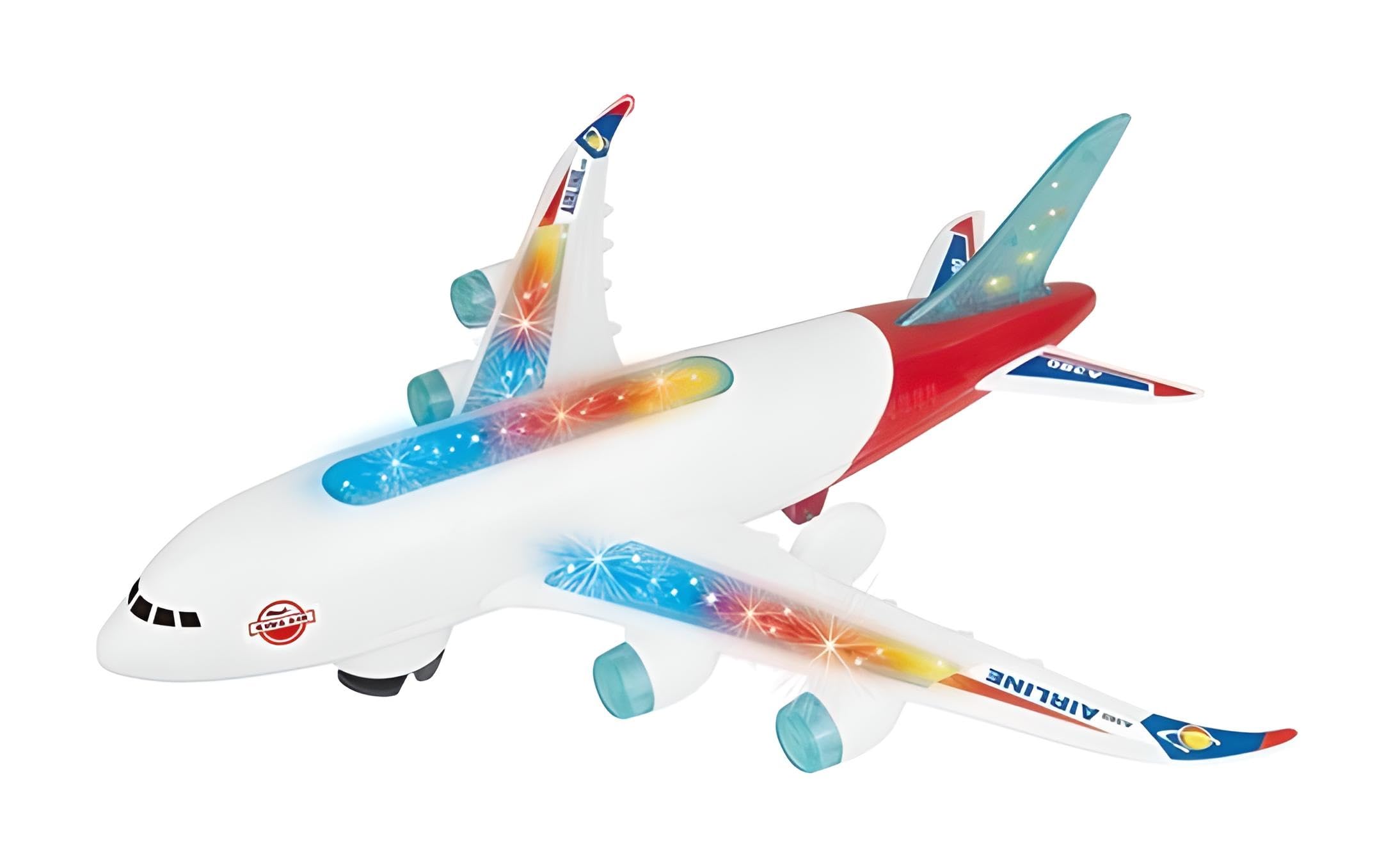 Generic Jumbo Jet Samolot zabawka ze światłami, dźwiękami i ruchem - kompatybilny z Airbus 380 Boeing - 30 cm - unisex dzieci 3+