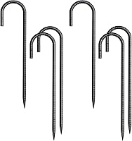 Vista 14 de Rebar Estacas de 12 pulgadas, paquete de 10 estacas de metal resistente en J, estacas de valla para trampolín, valla, tienda de campaña