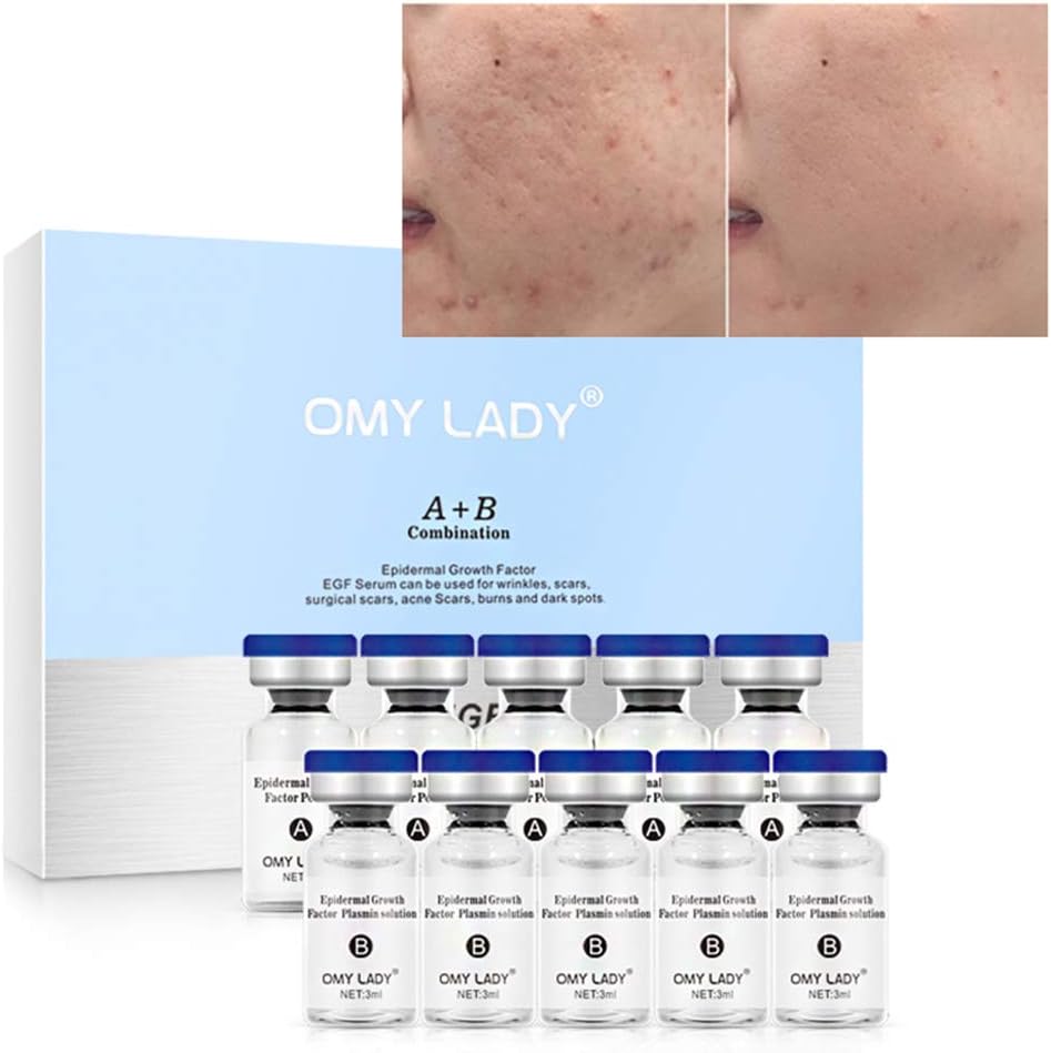 EGF Skin Rejuvenation Serum & Epidermal Growth Factor Powder Kit, Moisturizing Removing Wrinkles, Fine Lines and Pigmentation, Acne Scars Treatment Facial Repairing Serum