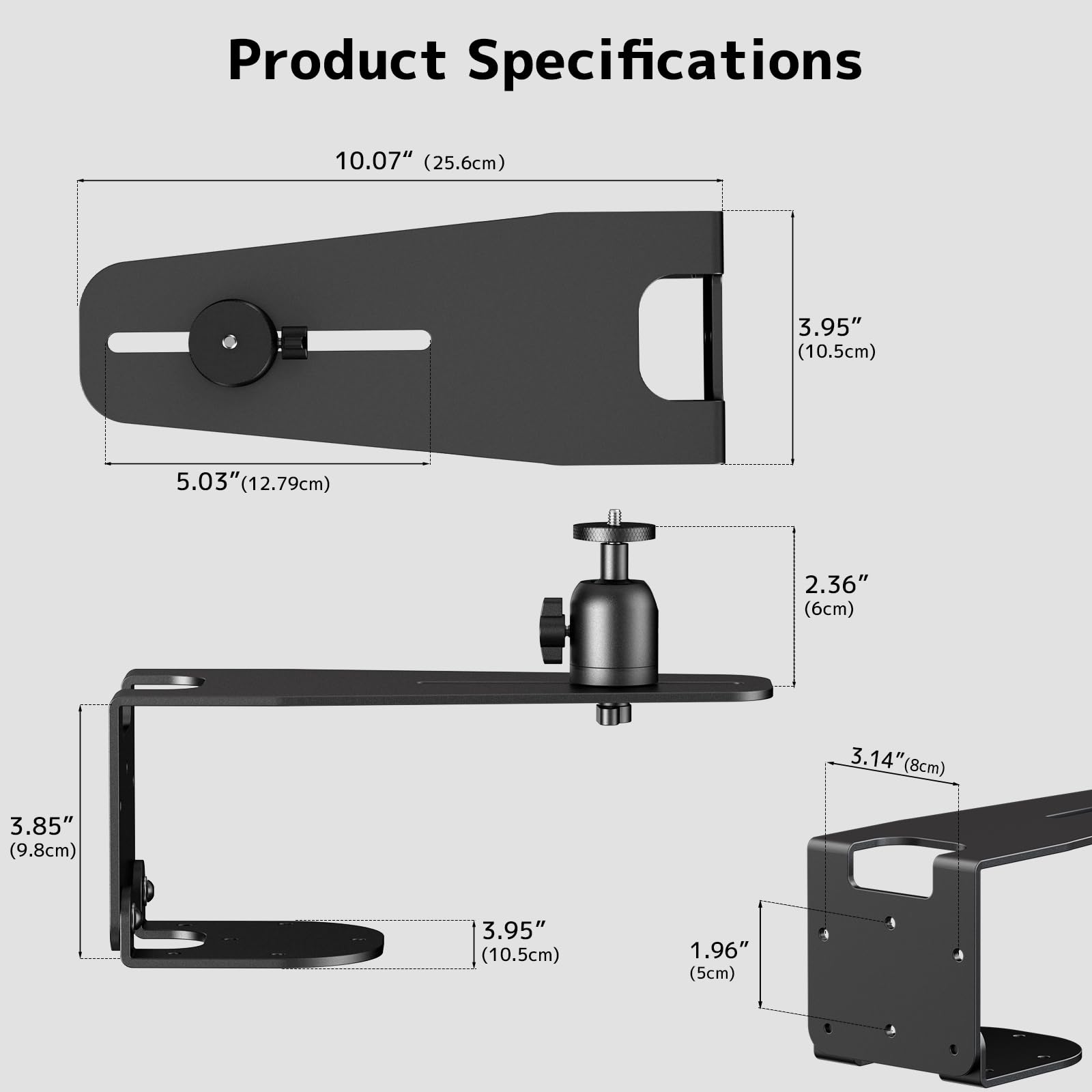 PUTORSEN Projektor Wandhalterung – Beamer Decken- und Wandhalterung Halter mit 1/4-Zoll Gewinde, bis 10 kg (Wand) / 6 kg (Decke), 360° drehbar & 12 cm verstellbar für Heimkino, Büro, Beamer Zubehör