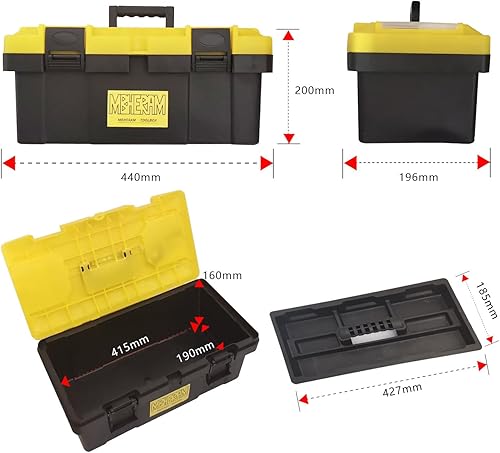 Miniatura 2 de Caja de herramientas de 19 pulgadas Caja de plástico con asa Almacenamiento de herramientas Bandeja interior extraíble ligera fácil de transportar