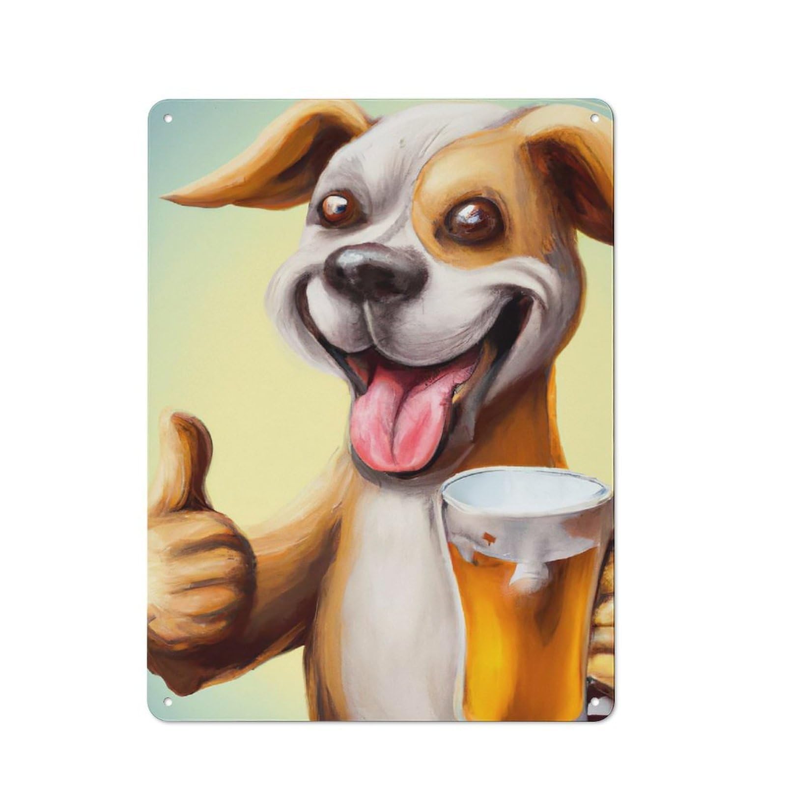 Everyday Funny Dog with Beer Metal Gift Sign 40x30cm, Room Wall Plaque for Home, Shop, Pub Or Studio Wall
